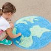 A girl draws a planet of the world with colored chalk on the asphalt. Children’s drawings, paintings and concepts. Education and art, be creative when you return to school. earth, Peace day. jpg  PICTURE: Getty Images/iStockphoto