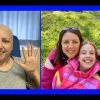 Amy Martin during treatment for breast cancer and recently with her family