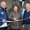 Hazel Draper officially opens the new clubhouse extension along with project manager Rob Master (left) and Exe Sailing Club Commodore Ted Draper - photo Tom Hurley