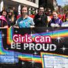 Girl Guides taking part in the Exeter Pride march. Photo: Alan Quick.