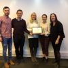 From left to right - Sajjad Jabarkhel, Professor Nick Gill, Nicola Walters, Grace Frain (Student Guild), Professor Janice Kay