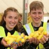 Evelyn and Albert Hansell selling ducks for the duck race. Photo: Alan Quick. 