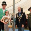 Broom dance competition winner Stephanie Lowe (10), receiving her awards from the Mayor of West Devon, Cllr Tony Leech, left, Exeter Morris Man Mike Long and Mayoress, Mrs Sue Leech. Photo: Alan Quick. 