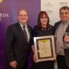 Paul and Donna Berry of the award-winning Swan in Bampton, which has won the AA’s ‘Inn of the Year’ award 2019-20, receiving their award from Paul Hackett Senior Inspector from the AA (left).