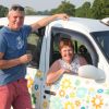 Rachel and Mark Stewart with Miss Daisy the converted London taxi