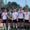 The Saints were runners-up in the Exeter City FC One Game One Community Group community diversity football tournament, with Simon Kitchen from ECFC OGOC group, left. Photo: Alan Quick