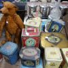 Vintage biscuit tins and teddy