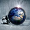 Light bulb with earth graphic