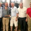 The team from The Room Works being presented with the Andy Shinner Trophy from RGB Building Supplies’ CEO Kevin Fenlon. From LtoR: Kevin Fenlon, Dean Clarke, Jim Leisk, Mike Jordan and Will Smith 