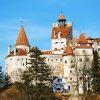 Castle in Romania in front of blue sky