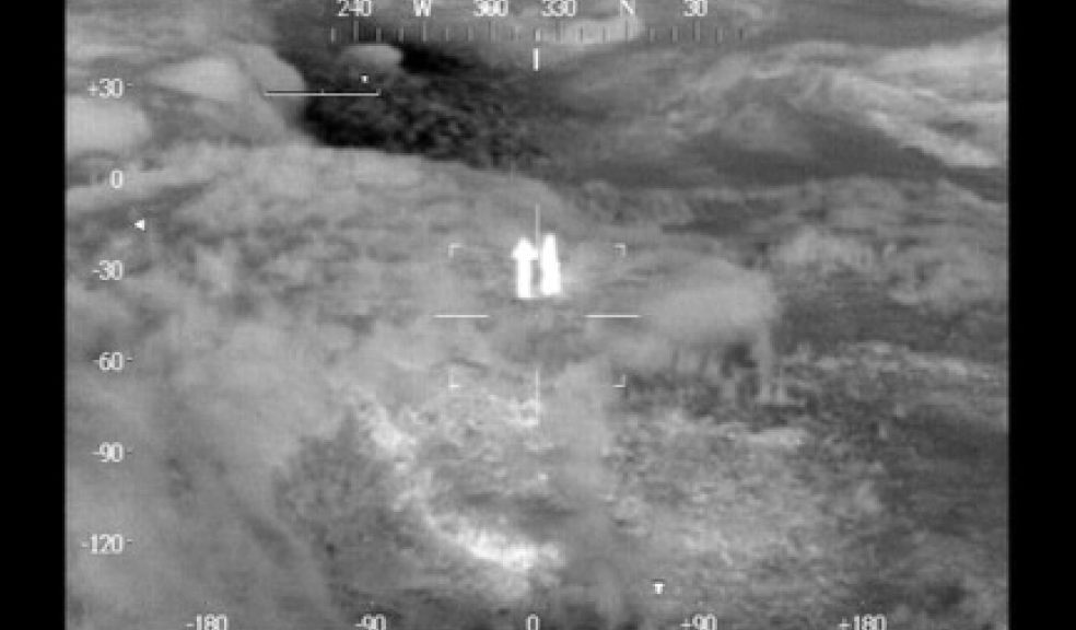 A still from the police helicopter's thermal image camera of the Braunton rescue