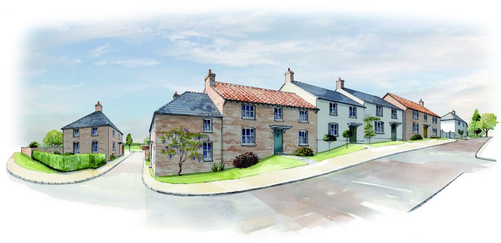 (CGI) Street view of 'Lea Place' in Axminster
