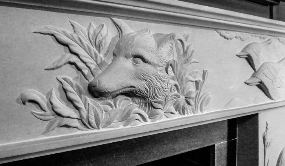 Hand carved Estuary Animals fireplace in Caen stone