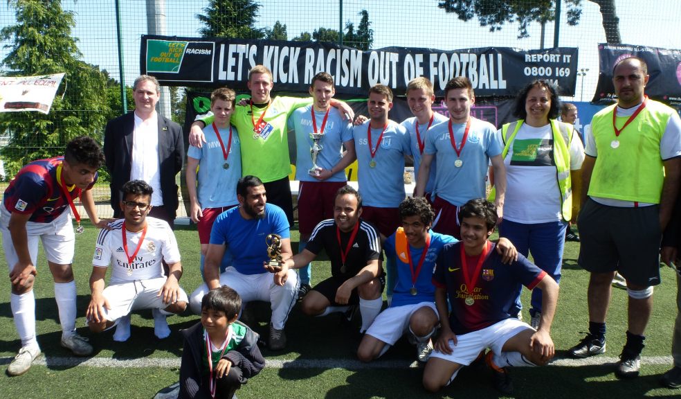 Finalists with Laurence Overend, Chair of the Exeter City Supporters Trust and Suaad Genem George from the Exeter City FC One Game One Community group