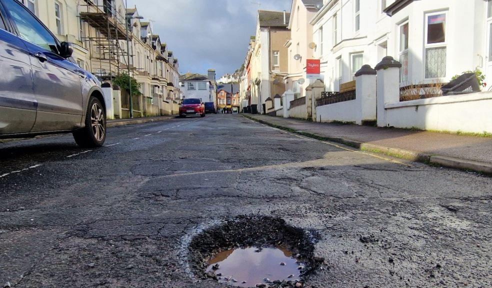 Pothole in New Street, Paignton. Image courtesy: Guy Henderson.