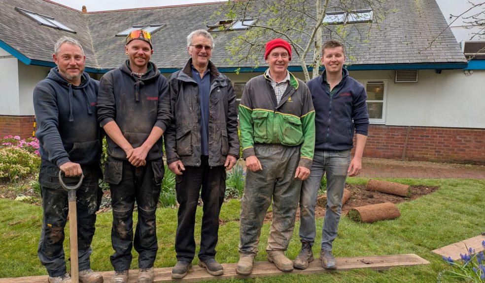 The returfing crew at Searle House