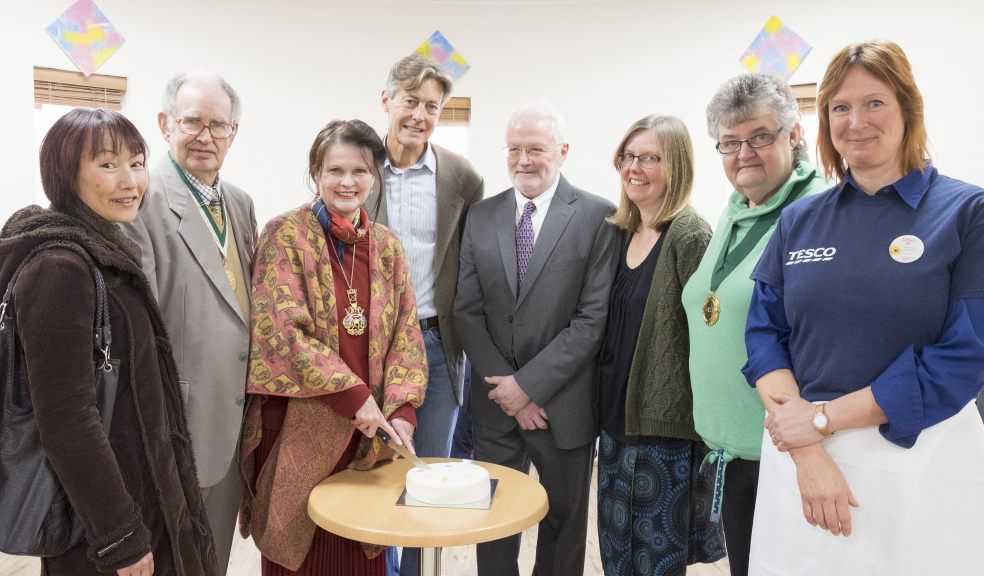 Opening of Phoenix Suite, Wonford, Exeter - (left to right) Councillor Marina Asvachin, David Thompson, Lord Mayor Cynthia Thompson, Councillor Ben Bradshaw, Councillor Andy Hannan, Helen Bigwood, Ann Wright, Jo Evans (Tesco)