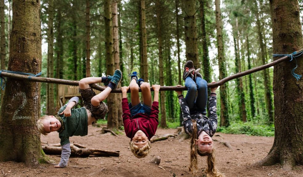 Kids playing in the woods