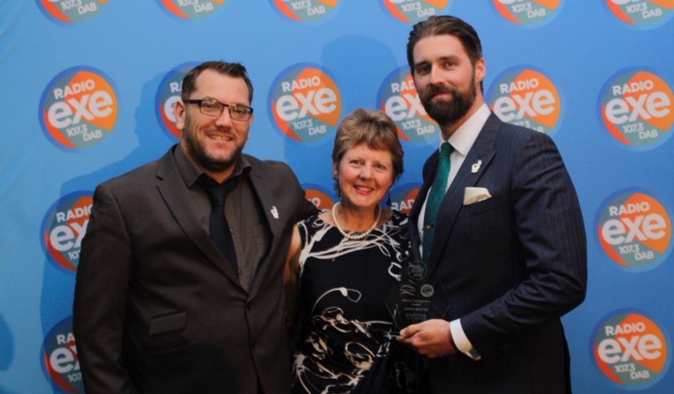 Left to right: Adam Fletcher, Newton Abbot Andy’s Man Club, Cllr Rachel Sutton, Deputy Leader, Exeter City Council and Exeter Live Better and Chris Martin, founder of Newton Abbot Andy’s Man Club and winner of the Pride of Devon Special Recognition Award