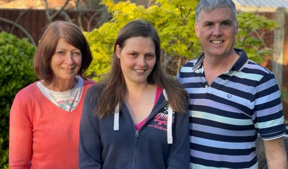 Sophie Tasker with her parents Nick and Jackie Tasker