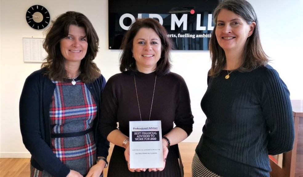 L-R Paula Hodge, head of wealth management, with Carolyn Matravers and Jane Beauchamp from the wealth management team with their best employer award.