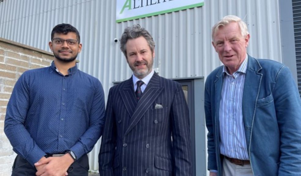 Left to right: Saurabh Bhandarkavathe (Altilitech Chemical Process Engineer), Dr Christian Marston (Altilitech Chief Technology Officer) and Devon County Councillor Rufus Gilbert.