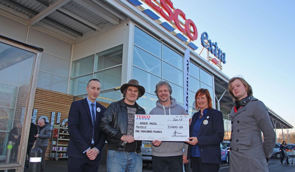 Pictured from left are Tesco Fresh Lead Manager - Neil Baker, Nick Hall from Amber Music, Ian Chattington - "Move On" Manager, Jo Evans -Tesco Community Champion, Rob Skelly -Amber Resident. Picture by Paul Hamlyn.
