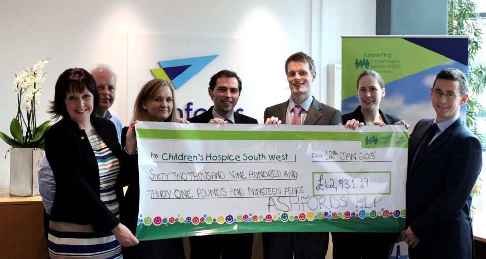 Ashfords LLP and CHSW Charity Cheque Handover