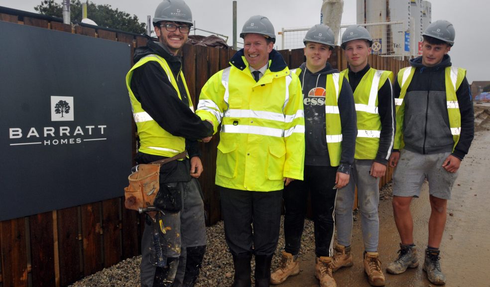 Barratt Developments chief executive David Thomas met apprentices working in Plymouth and is pictured with apprentice Jordan Brown, new recruits Louis Bradshaw and Alex Cooper and apprentice Liam Hunn.