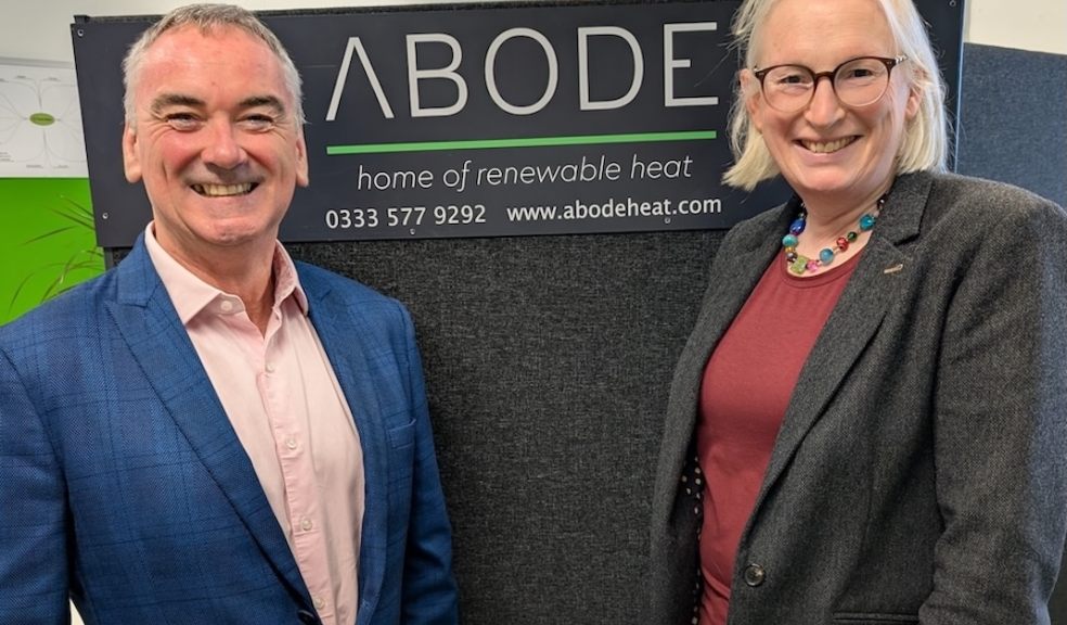 Ben Hodges of Abode Heat is pictured with Sally Basker of Exeter Science Park Ben Hodges of Abode Heat is pictured with Sally Basker of Exeter Science Park