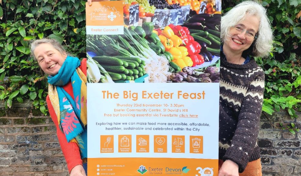Big Exeter Feast - Ksenia Scorer and Johanna Korndorfer with poster