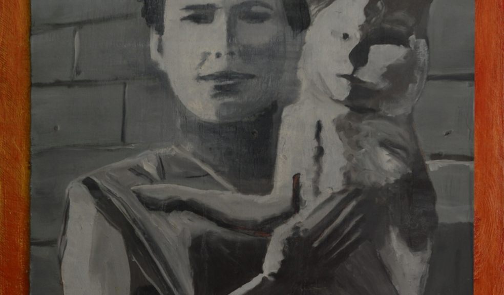 Both of us, Oil on found hardboard