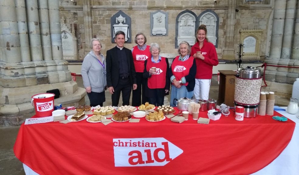 Canon Chris Palmer, Katrine Musgrave and the Cathedral Coffee Morning Volunteers