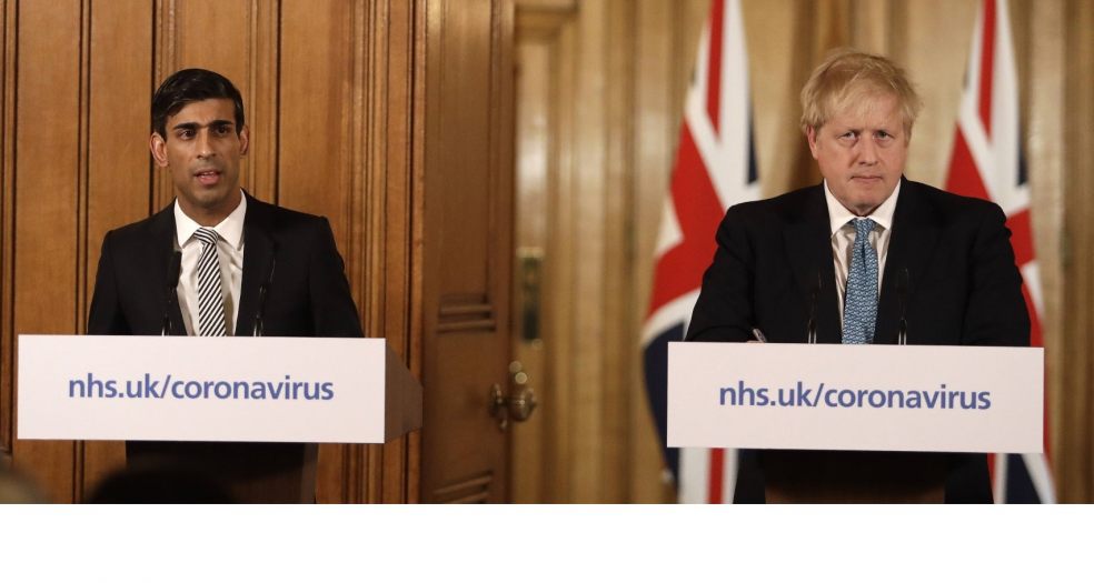 Their best isn't good enough Boris Johnson looking unhappy at a press conference, accompanied by Rishi Sunak