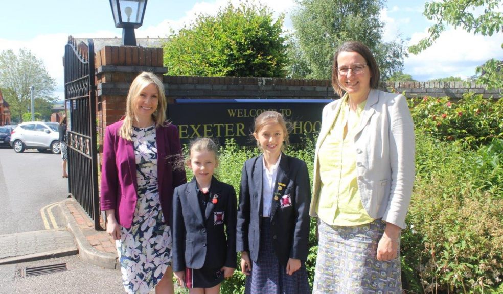 L-R: Exeter Junior School Reading Development Coordinator Leah Hardy, Lottie, Kate and Exeter School Librarian Belinda Jackson.