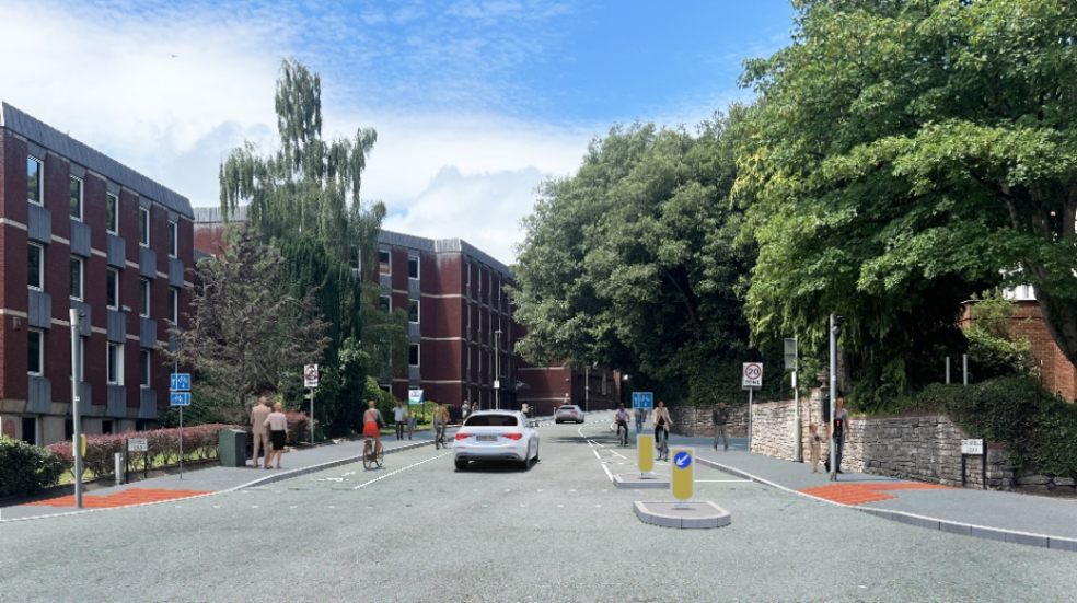 Computer image of proposed new layout at Barnfield Road.