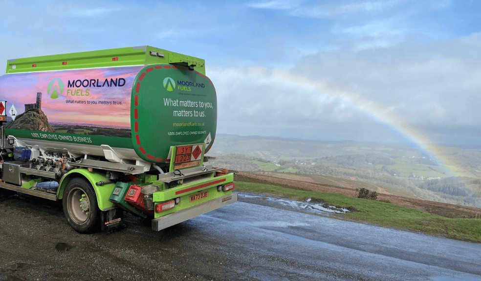 Moorland Fuels tanker with rainbow in the background