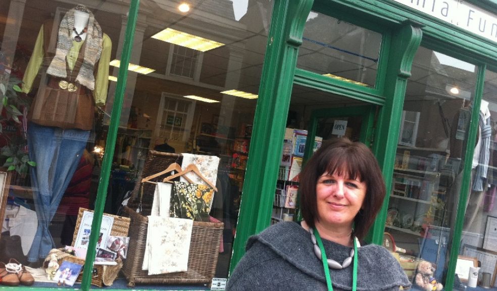 Manager, Julie King, outside newly refreshed Crediton Shop