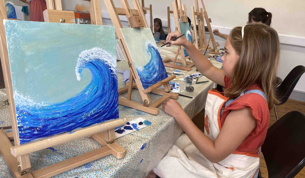 'Inspire' class for 9-16 year olds at Meraki Art School Child painting in art class