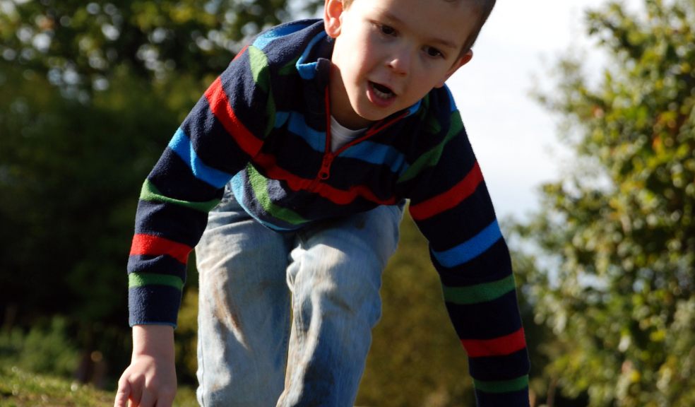 Boy playing outside