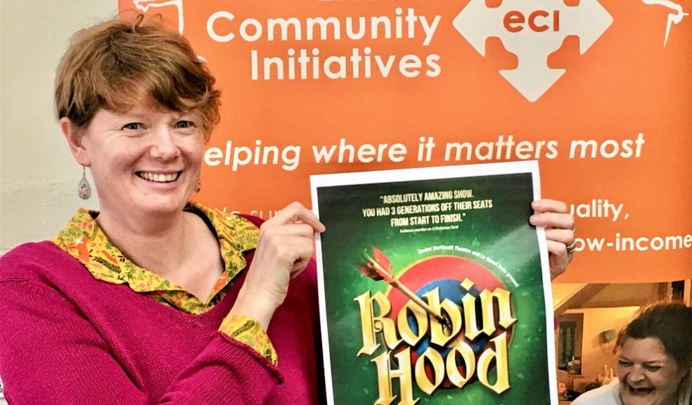 Daisy Binnie, ECI's Devon Family Resource Manager with Roin Hood poster