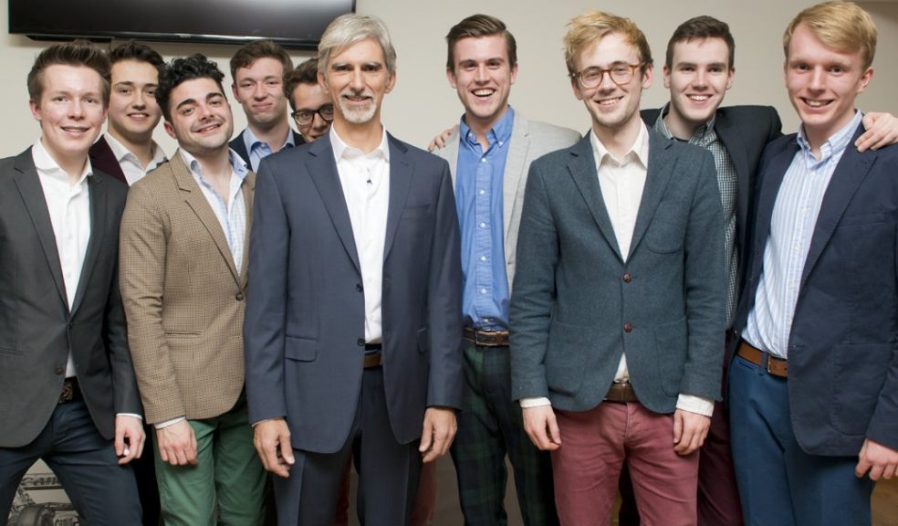 Damon Hill OBE with Semi-Toned a capella singing group