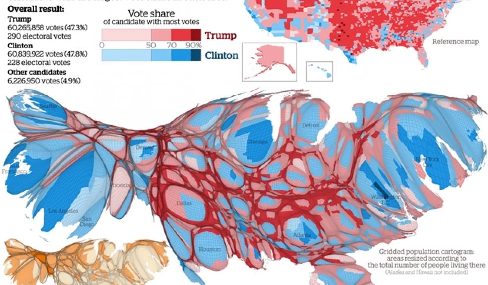 Benjamin Hennig's map of the presidential election 2016