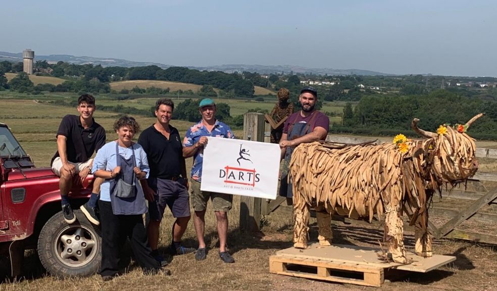 L-R: George Dart, Victoria Westaway, James Dart, Matt Coe, Brendan Rawlings. Darts Farm, Sculpture Trail