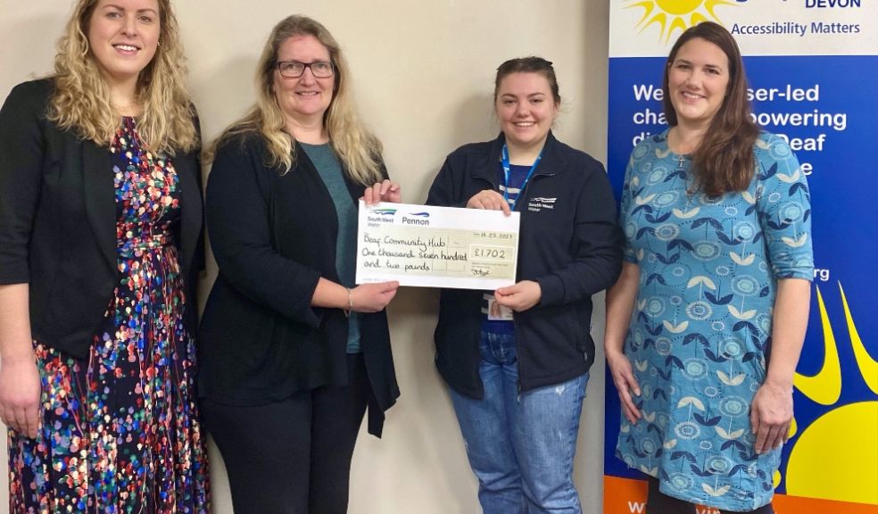 Left to right: Steph Lewis Living Options Devon, Deputy CEO: Justine Smyth, Living Options Devon Project Lead: Olivia Crisp, South West Water Community Outreach Officer: Gwen Trendell, Living Options Devon Volunteer Co-ordinator.