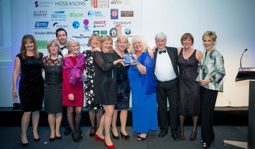Mark Worden, managing director of MiHi Digital, with last year’s gold tourist information award-winners, Dartmouth Tourist Information Centre at Devon Tourism Awards.