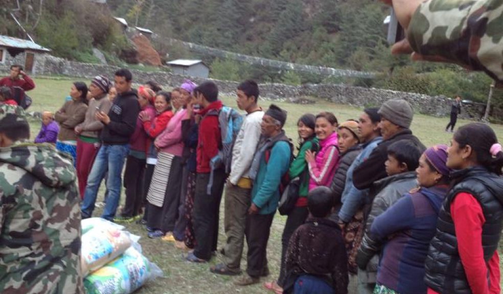 Distributing emergency relief in Khumbu