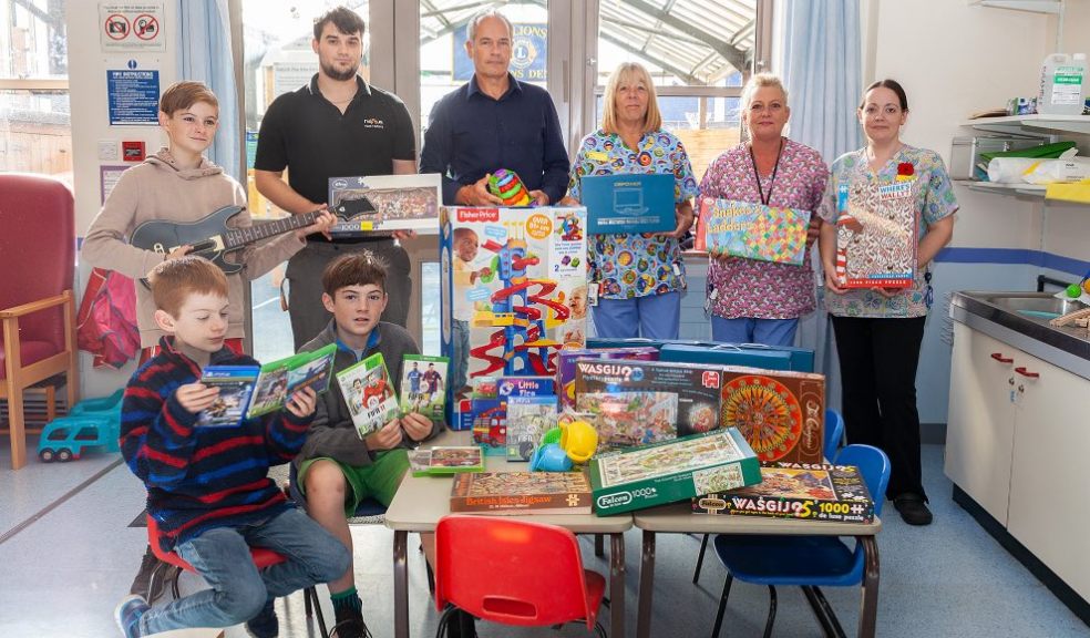 The team during one of their donations to Royal Devon and Exeter Hospital