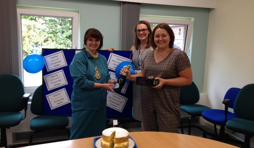 L-R: Lord Mayor of Exeter, Cynthia Thompson, Zoe Harris, NDHT priority services manager and bake-off winner Gemma Bulled, NDHT therapy administrator