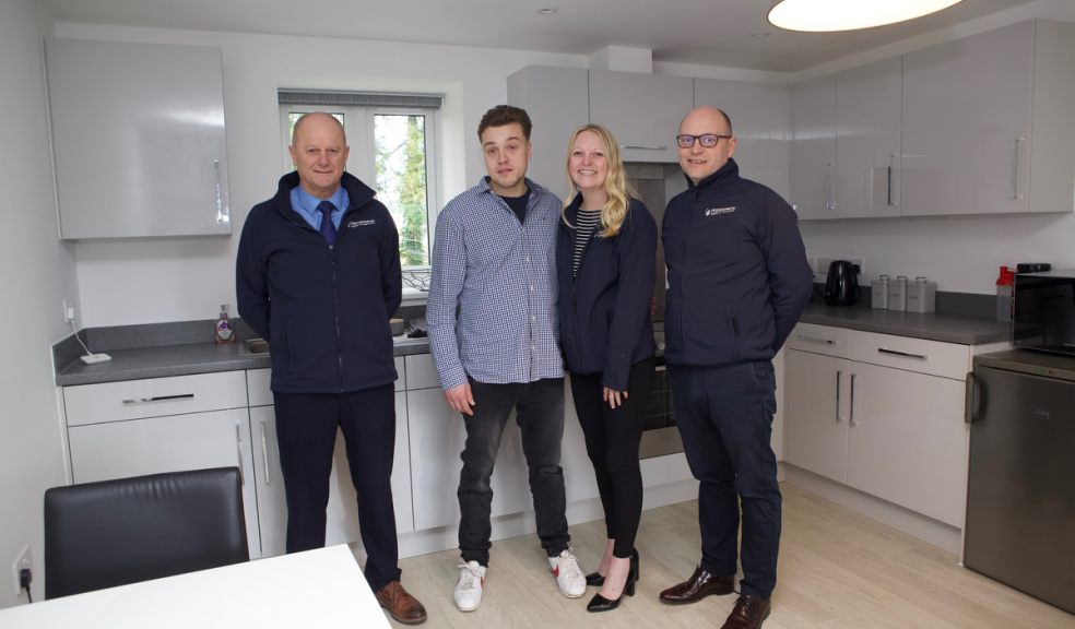 From left Andy Rowden from Charles Church South West, with Tom, Stacey Harris and Robert Hart of Charles Church South West , in Tom's new home